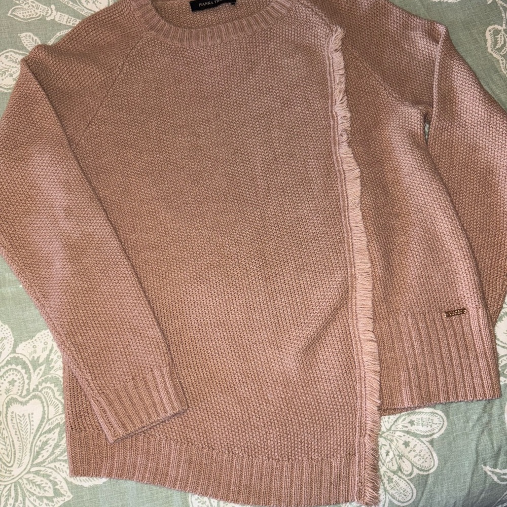 Ivanka Trump tan Fringe Sweater S